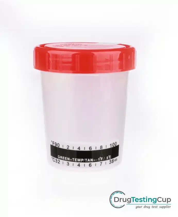 urine cup with temperature strip
