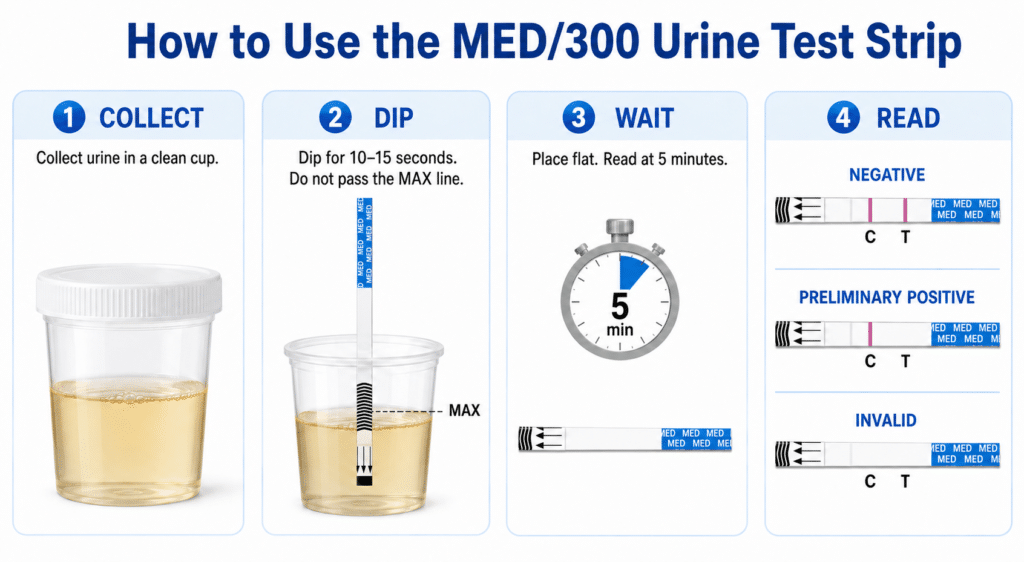 How to Use the MED/300 Urine Dip Strip