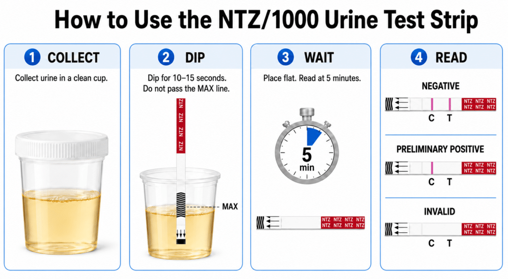 How to use the NTZ 1000 nitazene urine drug test strip