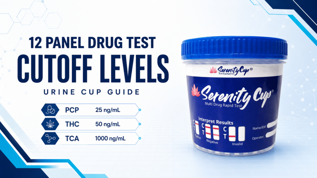 12 panel drug test cutoff levels with Serenity urine test cup